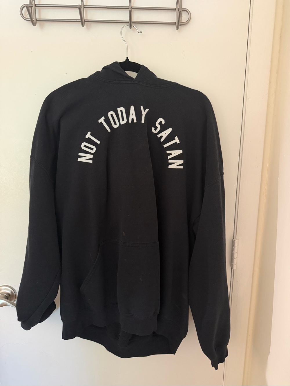 Black "Not Today Satan" Graphic Hoodie - Brand: